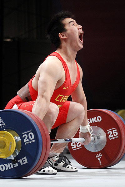 Weightlifting faces: China's Su Dajin - men's 77kg weight class 