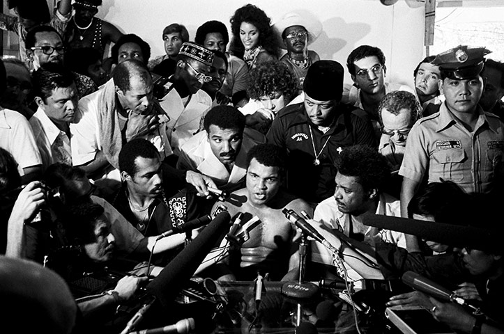 Thrilla in Manila: Muhammad Ali speaks to the press after beating Joe Frazier in Manila