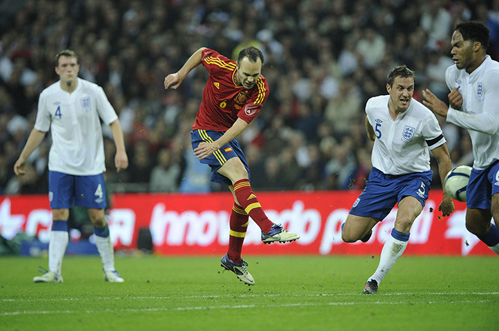 England friendly: Iniesta shot