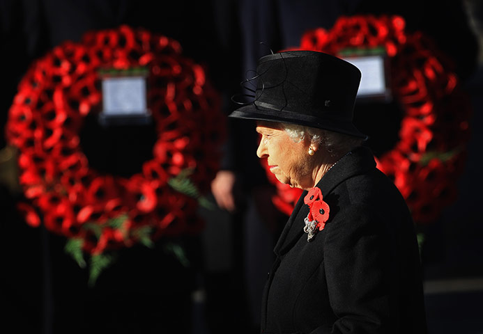 Remembrance Sunday: Queen Elizabeth II attends the Remembrance Day Ceremony at the Cenotaph 