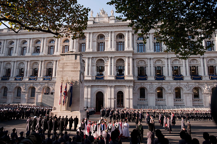 Remembrance Sunday: The Cenotaph during the Remembrance Sunday service in Whitehall