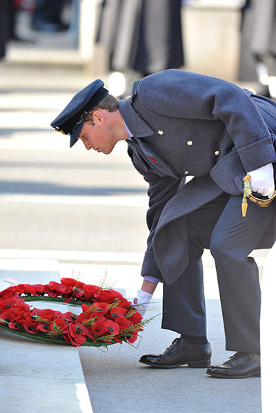 Remembrance Sunday: The Duke of Cambridge, Prince William, lays a wreath at the Cenotaph 