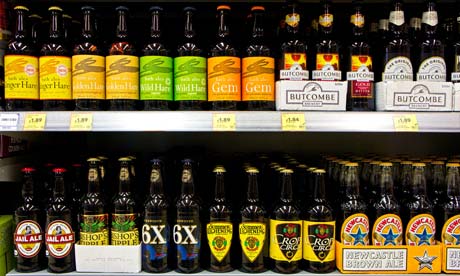 Bottles of beer in a UK supermarket