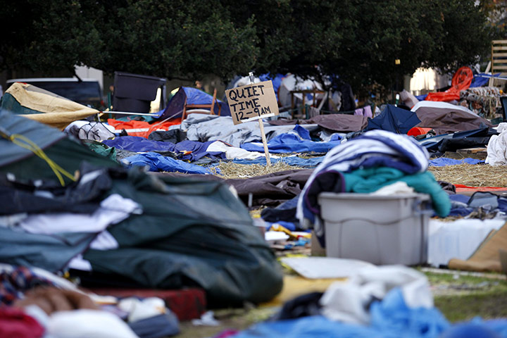 Occupy protest evictions: Oakland, US: The empty campsite following the eviction