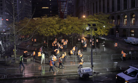 Zuccotti Park was raided by the police and cleaned out by the sanitation department