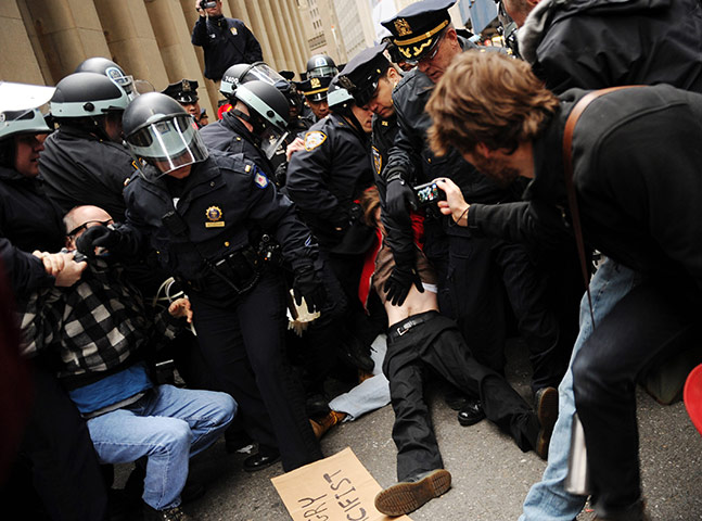 Occupy Day of Action: Occupy Wall street demonstrators are arrested by the police