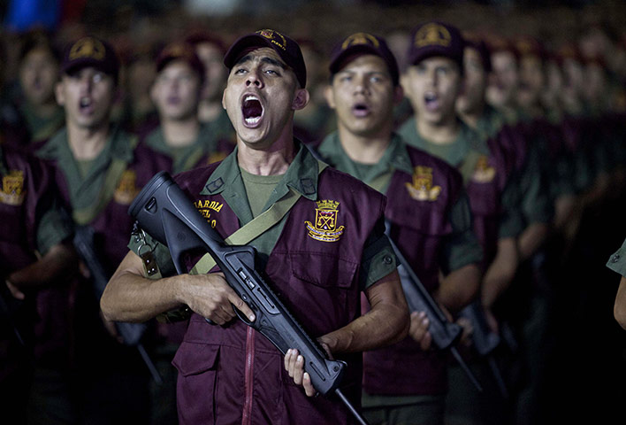 24 hours in pictures: Caracas, Venezuela: Members of the National Guard