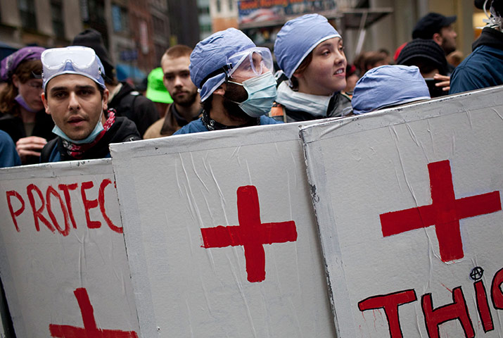 Occupy, Day of Action: Occupy Wall Street Movement protest at the Financial District, New York