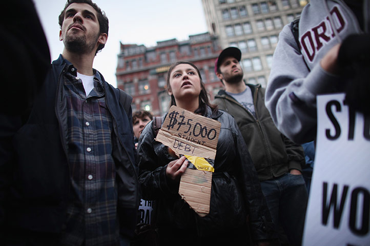 Occupy, Day of Action: Occupy Wall Street Movement attend a rally in Union Square