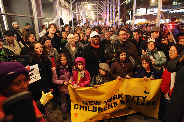 Occupy, Day of Action: Occupy Wall Street Movement march down Broadway