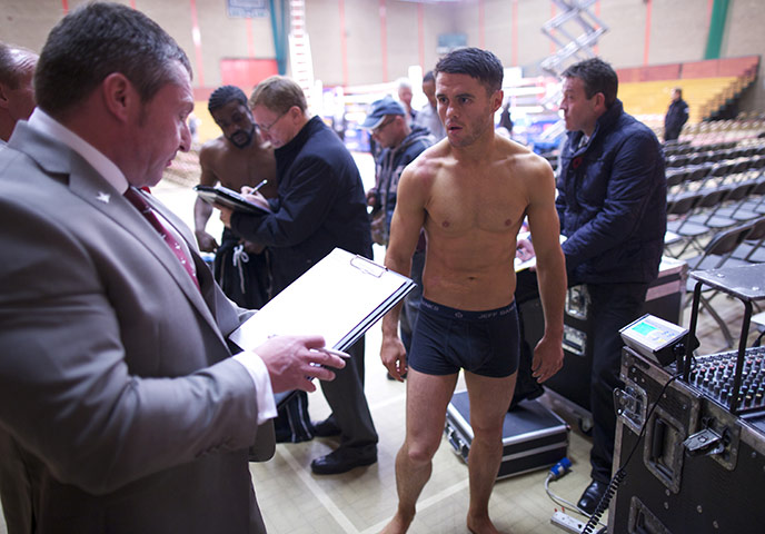 Liam Walsh: Liam Walsh looks anxious at the fight weigh-in