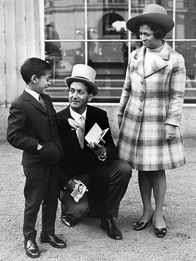 Basil D'Oliveira: Basil D'Oliveira with wife and son after receiving his OBE in 1969