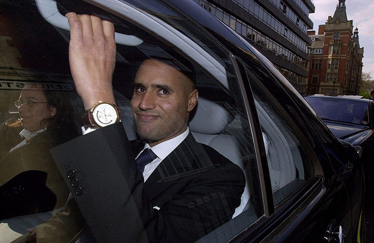 Saif al-Islam Gaddafi: Saif Gaddafi leaving the High Court in London, Britain - 18 Apr 2002