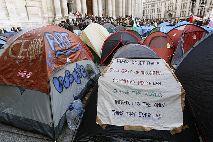 Signs at Occupy London: tents