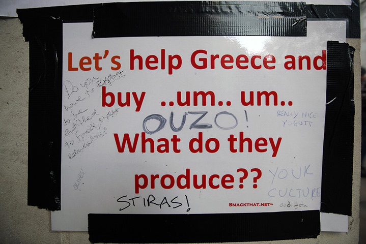 Signs at Occupy London: Greece