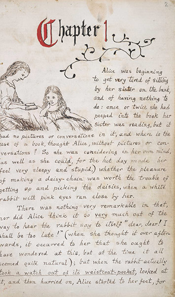 Alice in Wonderland Tate: Page from the original manuscript of Alice