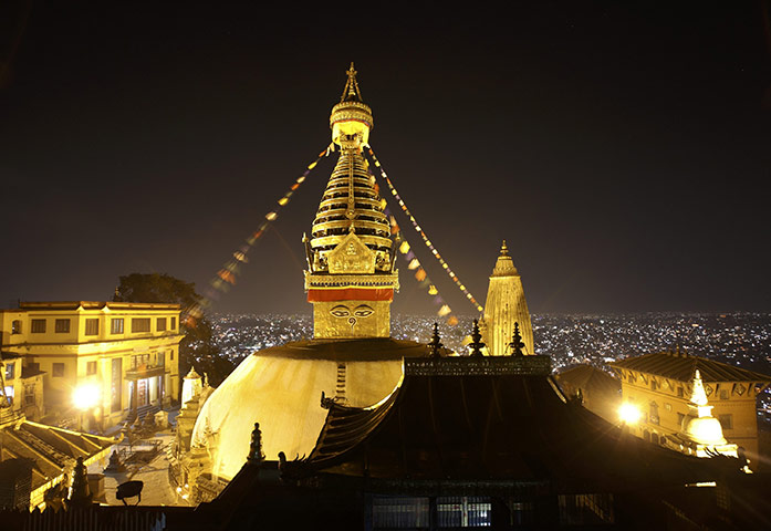 FTA: Navesh Chitrakar: The illuminated Swayambhunath Stupa in the Kathmandu valley 