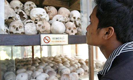 Skulls of Khmer Rouge victims are on display at Choeung Ek Genocidal Centre in Phnom Penh