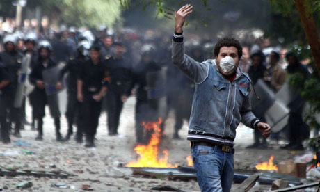 An Egyptian protester in Tahrir Square