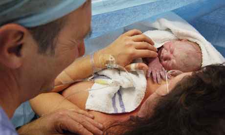 A caesarian birth at Queen Charlotte's hospital in London