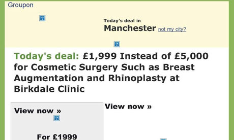 The promotion email from Groupon offering discounted cosmetic surgery that was banned by the ASA