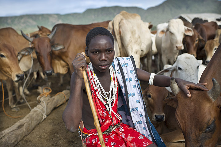 Climate change in Kenya: Maasai pastoralists living near the Tanzanian border Kojiado District Kenya