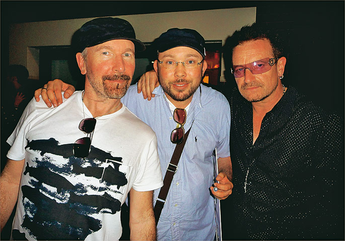 Richard Simpkin photos: Richard Simpkin with the Edge and Bono in 2010