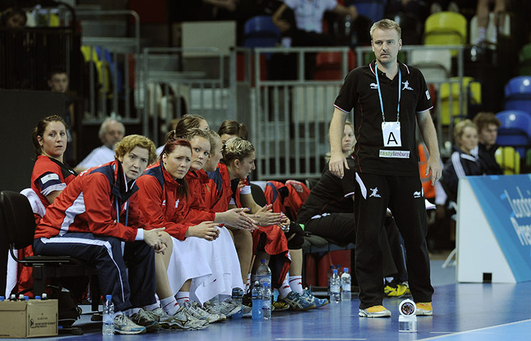 Handball: GB coach Jesper Holmris keeps a close eye on his team