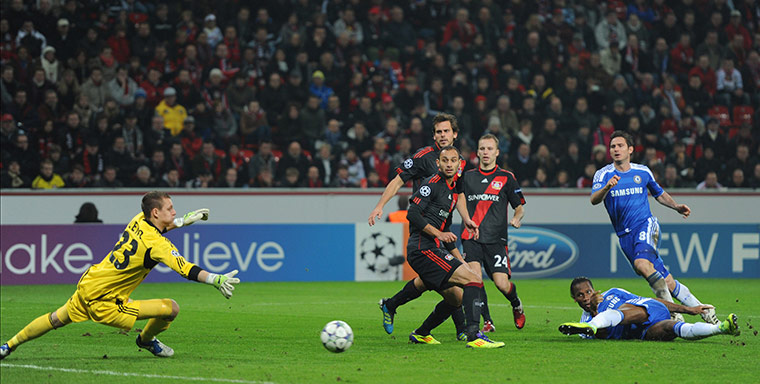 Wed Champions League: Didier Drogba scores against Bayer Leverkusen