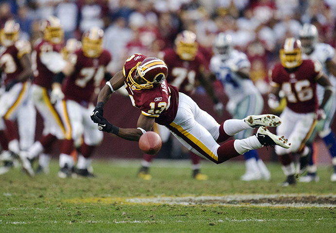 best of the week in sport: Washington Redskins' receiver Anthony Armstrong fails to make a catch 