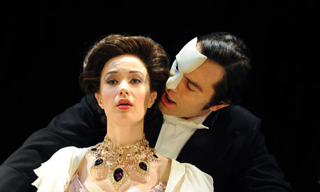 Ramin Karimloo (Phantom) and Sierra Boggess (Christine) in Love Never Dies at the Adelphi Theatre.