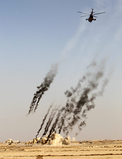 24 hours: helicopter fires rockets during training at a military base in Baghdad