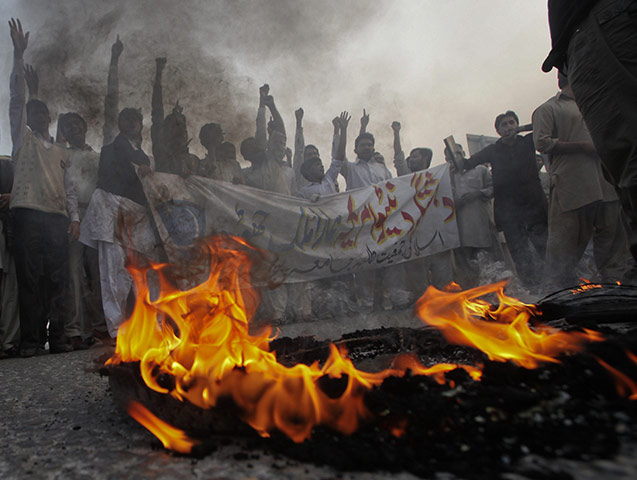 24 hours in pictures: Lahore, Pakistan: Students protest against NATO forces