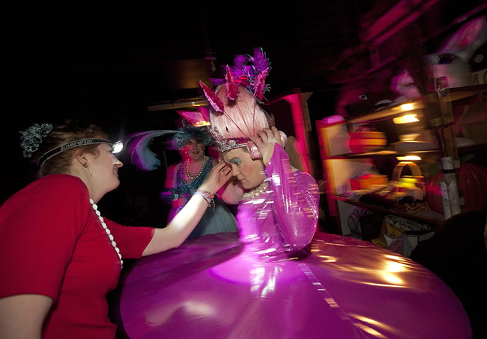 Cinderella pantomime: The ugaly sisters get last minute costume adjustments