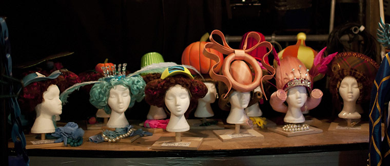 Cinderella pantomime: The collection of hats for the show