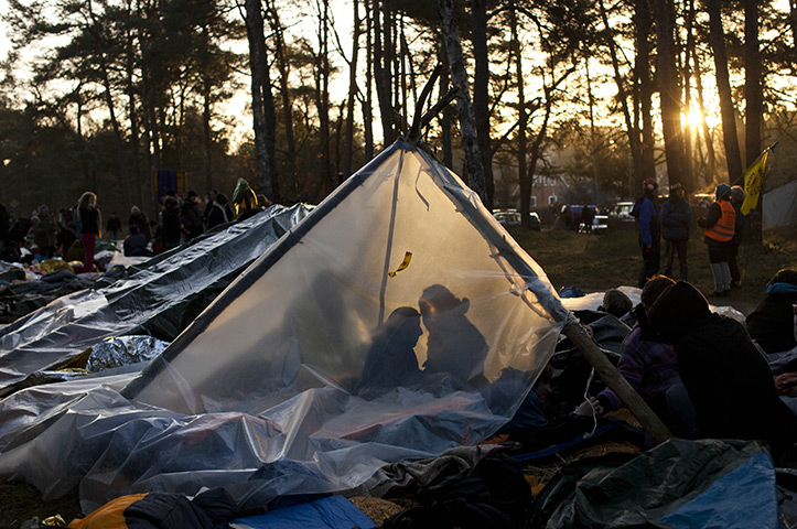 Germany  protests: demonstrators protest castor nuclear waste transport