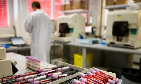 Blood samples are pictured at the Swiss Laboratory for Doping Analysis in Epalinges near Lausanne.