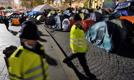 Police at the Occupy London camp