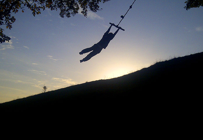 In pictures: Caution: Child on swing