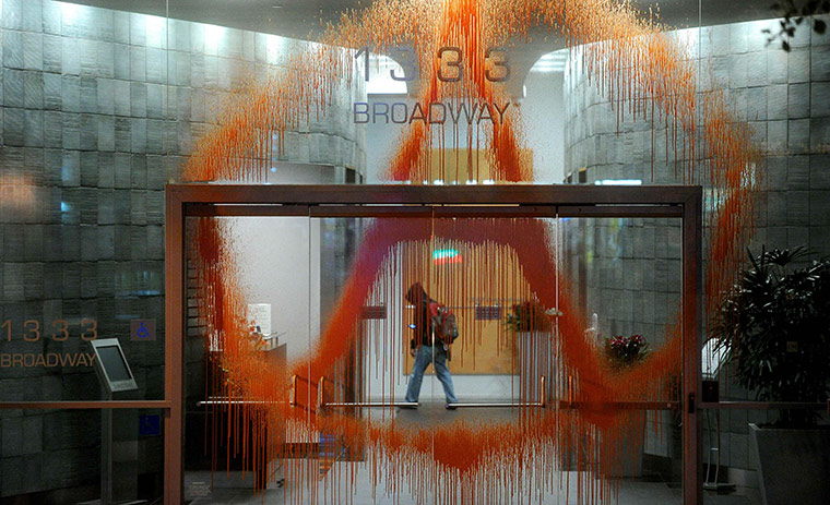 Oakland protests: anarchy symbol