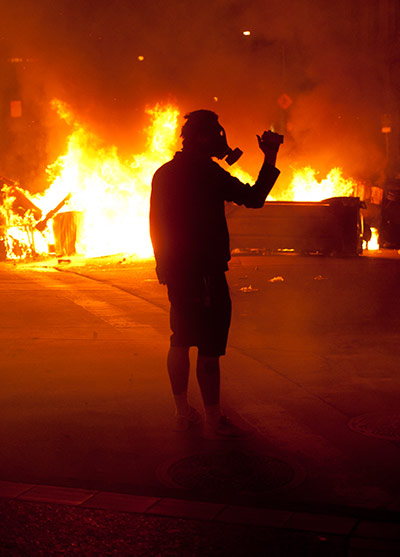 Oakland protests: gas mask