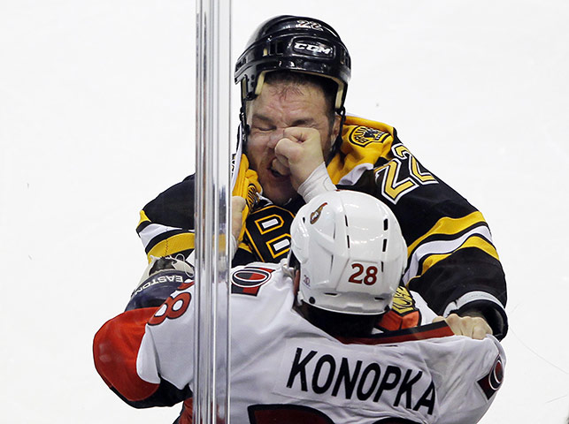 Best of the week in sport: Boston Bruins Thornton and Ottawa Senators Konopka fight
