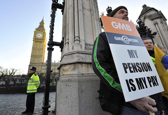 public sector strikes: Pickets stand outside the Houses of Parliament 