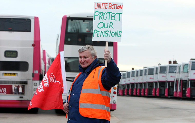 public sector strikes: Short Strand bus depot, in Belfast