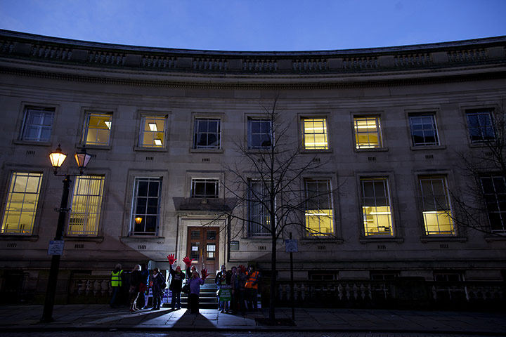 Strike day: Council workers on the early morning picket lines at Bolton Town Hall