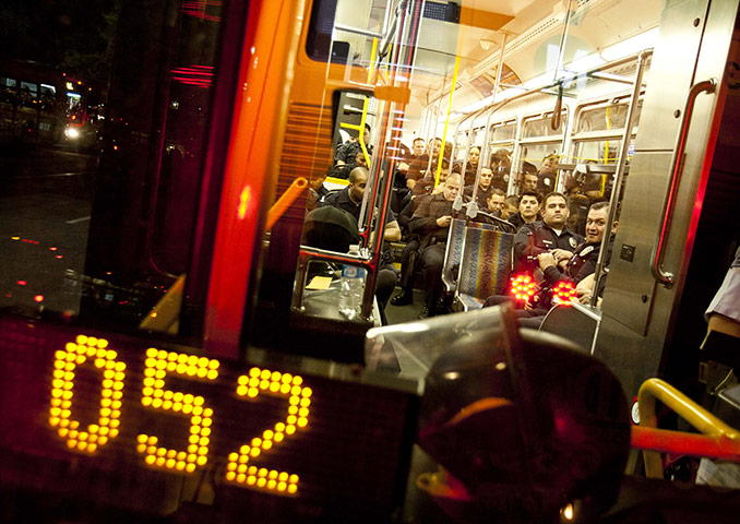 Occupy LA evictions: Police officers prepare for the Occupy Los Angeles raid