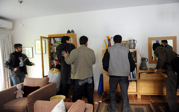 British Embassy, Iran: Protesters searching a building in the grounds of the British embassy