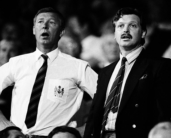 Fergie's 25 years: Manchester United manager Alex Ferguson with chairman Michael Knighton
