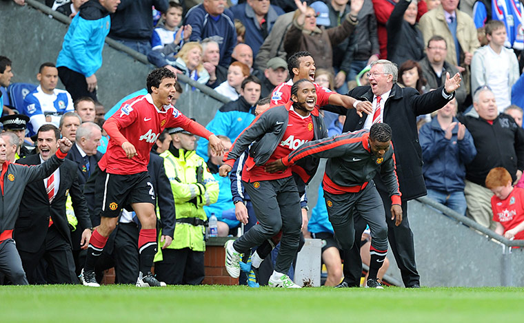 Fergie's 25 years: Manchester United manager Alex Ferguson celebrates winning the league title