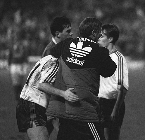 Fergie's 25 years: Fergie celebrates as United beat Notts Forest in the 1990 FA Cup 3rd round